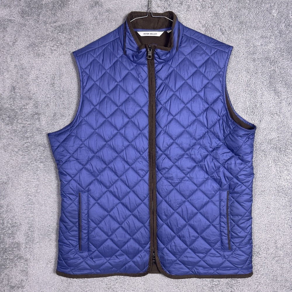 Peter Millar Essex Vest Mens L Suede Diamond Quilted Travel Wind Water Proof